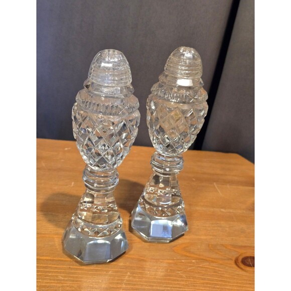 Other - Vintage Set of Crystal Pedestal Salt & Pepper Shakers With Prism Bottom